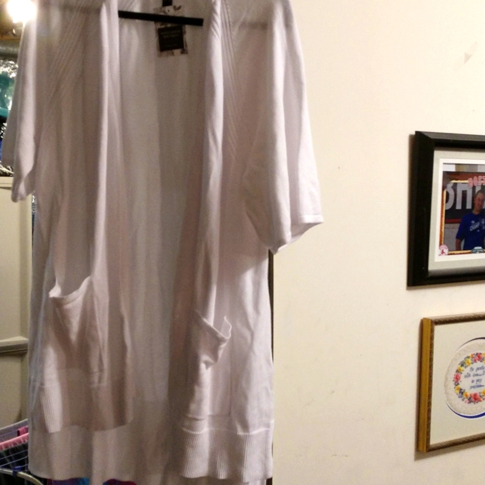 White Halston Cardigan Sweater